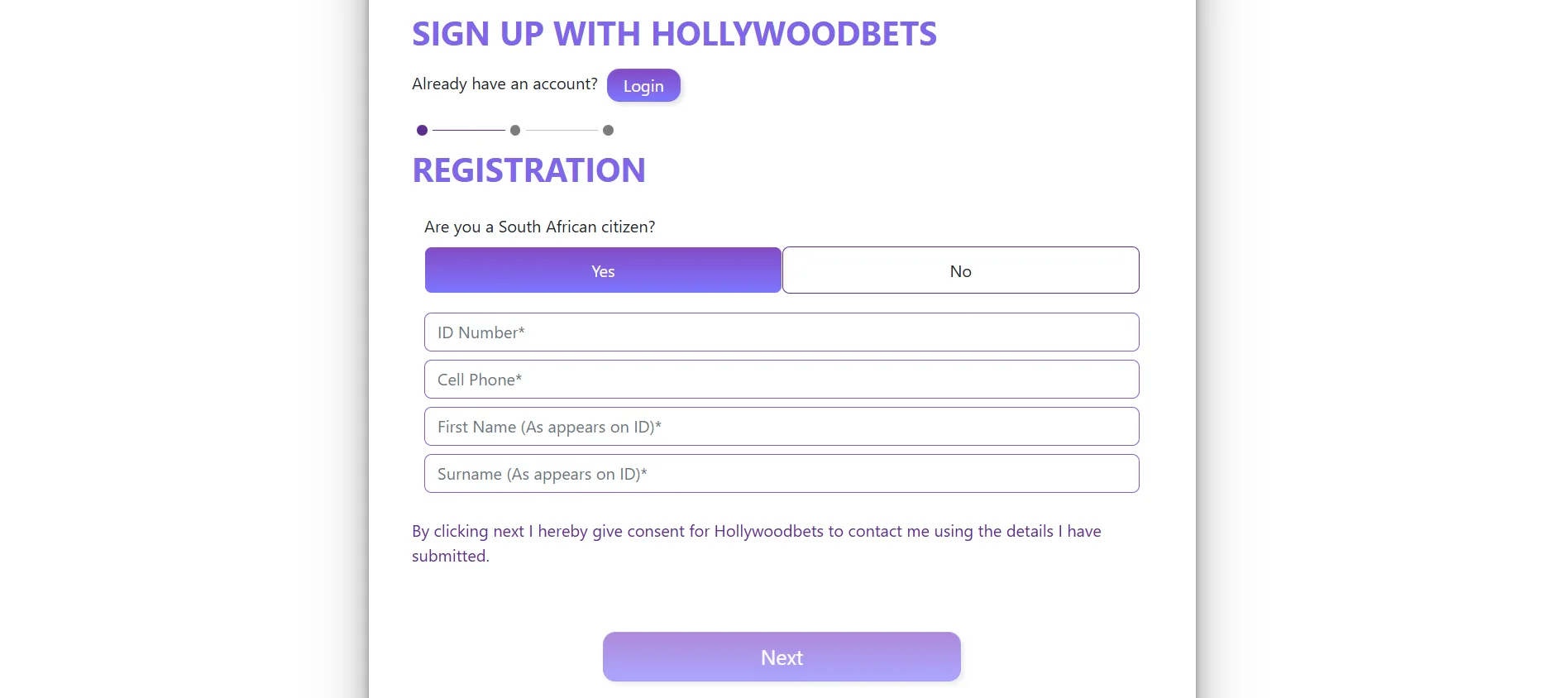 Hollywoodbets Registration